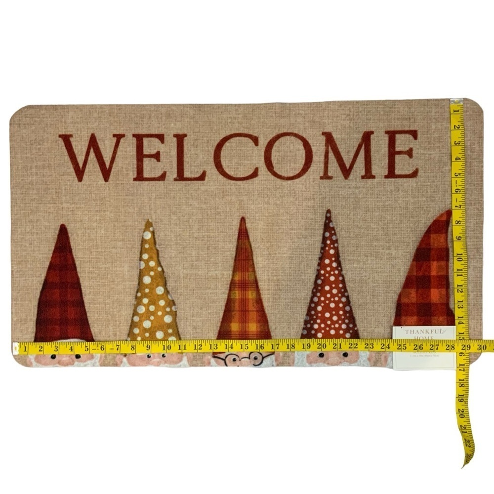 Thankful Home Gnome Rustic Welcome Mat Non Skid Rectangle Neutral 17 x 30 in - Picture 2 of 16